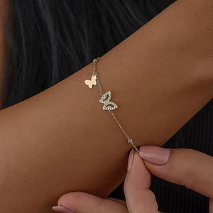 Gençtaş Kuyumculuk 14 Ayar Altın Çift Kelebek Kadın Bileklik