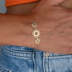 Gençtaş Kuyumculuk 14 Ayar Altın 3 Yuvarlak Şık Kadın Bileklik