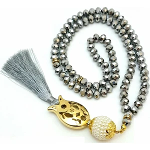 Kristal Tesbih 99'luk Lale İmameli Gümüş Gri