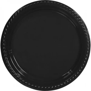Siyah Plastik Tabak 22 cm 25 Adet