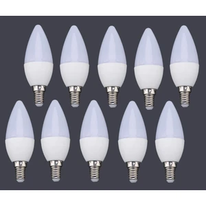 5-7 W E14 Ince Duy Beyaz Işık Mum Buji Led Ampul 10'lu