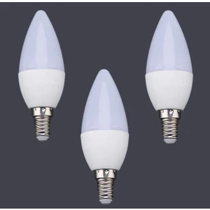 3 Adet 7 Watt E14 Ince Duy Beyaz Işık Mum Buji LED Ampul Tasarruflu Avize Ampul