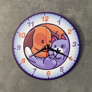 Kedi ve Köpek Duvar Saati