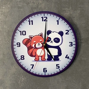 Panda ve Tilki Duvar Saati