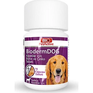 Bio Pet Active Biodermdog Köpekler Için Tüy Dökülme Önleyici Biotin ve Çinko Tableti 37.5 gr