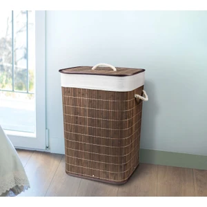 Bambu Katlanır Çamaşır Sepeti Koyu Kahve