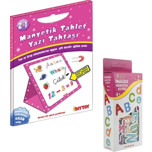 Diy Toy Diytoy Manyetik Tablet Yazı Tahtası Pembe + Manyetik Harfler