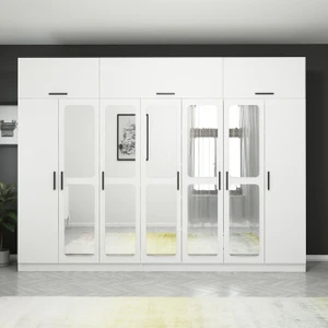 Kale 7 Kapaklı Aynalı Zincir Dolap-Yüklük - Beyaz