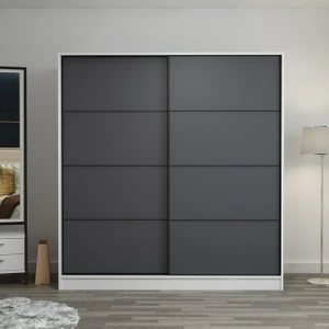 Kale 2 Kapaklı Sürgülü Dolap 180 Cm - Beyaz/Antrasit