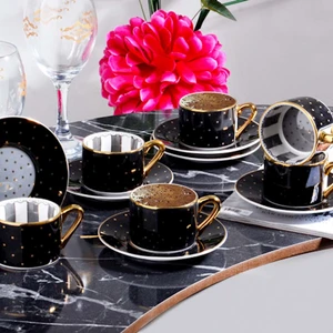 Kosova Züccaciye Fnc-27 6lı Fincan 90 cc Puantiyeli Siyah