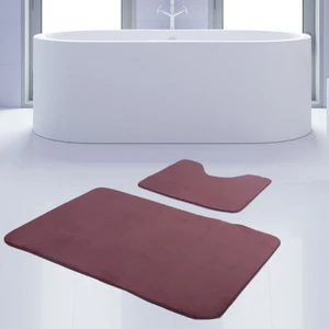 Bonny Home 2'li Unicolor Mürdüm Kaymaz Taban Banyo Paspası & Halısı Seti