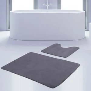 Bonny Home 2'li Unicolor Gri Kaymaz Taban Banyo Paspası & Halısı Seti