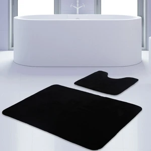 Bonny Home 2'li Unicolor Siyah Kaymaz Taban Banyo Paspası & Halısı Seti