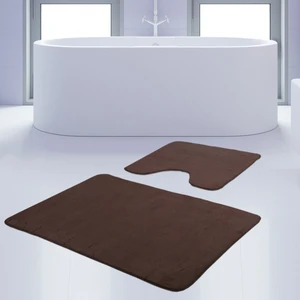 Bonny Home 2'li Unicolor Kahverengi Kaymaz Taban Banyo Paspası & Halısı Seti