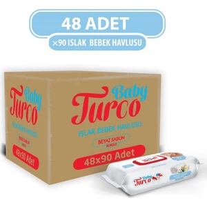 Baby Turco Beyaz Sabun Kokulu Islak Havlu 48 x 90