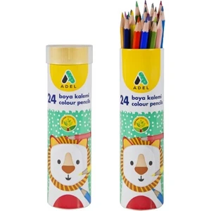 24 Renk Kuru Boya Kalemi Metal Tüp İçinde Çocuklar İçin Eğlenceli Boyalar