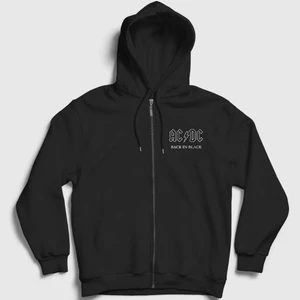Unisex Siyah Back In Black Cover AC/DC Fermuarlı Kapüşonlu Sweatshirt