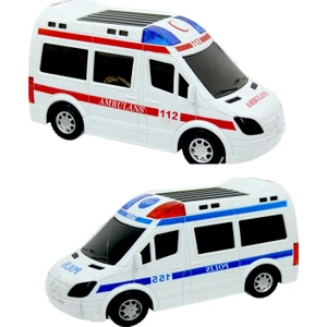 Işıklı Sesli Pilli Ambulans ve Polis Arabası Seti 20 cm Erkek Çocuklar İçin