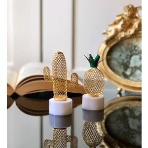 Mini Kaktüs ve Ananas LED Gece Lambası Masa Lambası