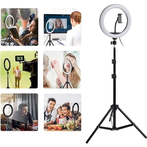 Poyraz Global 10" Halka LED Tripod 200 cm Video Selfie Stüdyo Makyaj Işığı Selfi Işığı