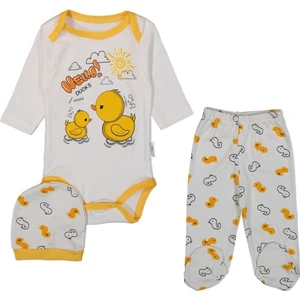 Hello Ördekli 3 - 6 Ay Çıtçıtlı Body 3'lü Bebek Takım