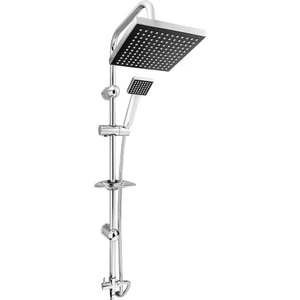 Yağmurlama Robot Tepe Duş Sistemi Krom Kare Başlık-Prinç Yönlendirici-Örgülü Duş Hortumu-Sabunluk