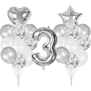 Parti Furyası 3 Yaş Gümüş balon Seti