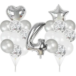 Parti Furyası 4 Yaş Gümüş balon Seti