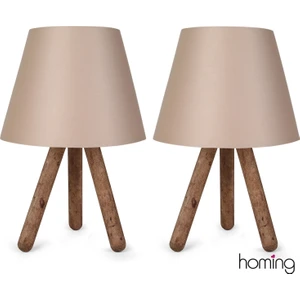 Tasarım Ahşap Üç Ayaklı 2li Abajur Seti AYD-2402