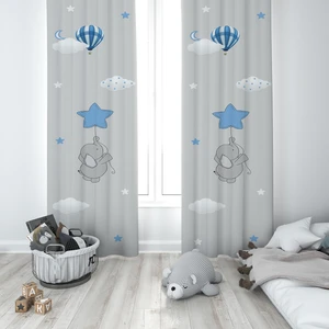 Talia Home Çocuk Odası Bebek Odası Fil Desen Fon Perde 2 Kanat TLA-074