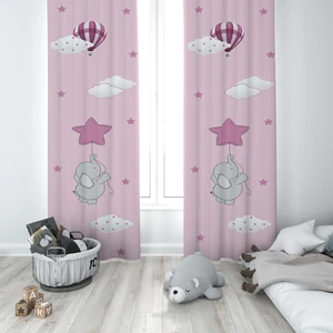 Talia Home Çocuk Odası Bebek Odası Fil Desen Fon Perde 2 Kanat TLA-075