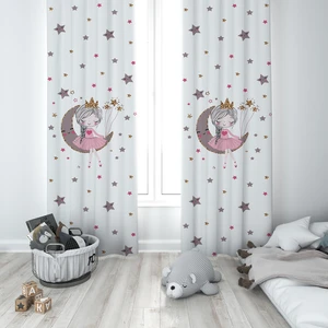 Talia Home  Çocuk Odası Bebek Odası Prensesli Fon Perde 2 Kanat TLA-085