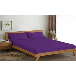 Zambak Home Çift Kişilik 160X200 Mor Renk Lastikli Çarşaf Seti %100 Pamuklu