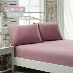 Zambak Home Çift Kişilik 160X200 Gül Kurusu Lastikli Çarşaf Seti %100 Pamuklu