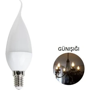 10 'li Cata CT-4084 Kıvrık Mum Ledli Buji LED Ampul-Ince E14 Duy-Kıvrık Avize Ampülü-Gün Işığı 3200K