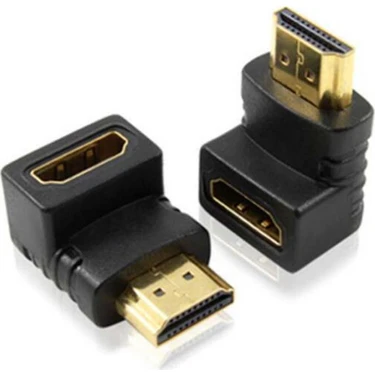 Wozlo 90 Köşe Dirsek HDMI Çevirici Erkek-Dişi Kaliteli Siyah