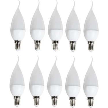 Cata 10 'li Cata CT-4084 Kıvrık Mum Ledli Buji LED Ampul-Ince E14 Duy-Kıvrık Avize Ampülü-Beyaz