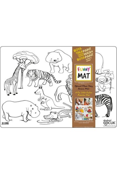 Akademi Çocuk Funny Mat Eğlenceli Masa Yüzey Matı - Vahşi Hayvanlar