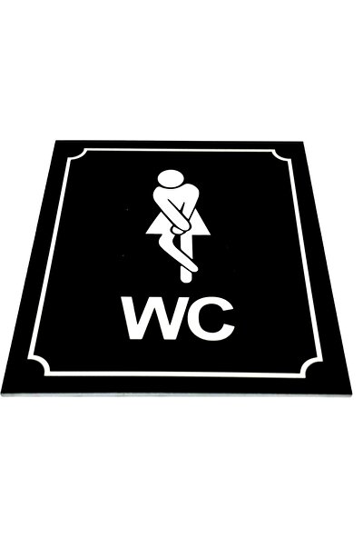Se-Dizayn Wc Tuvalet Tabelası Bayan Siyah Yönlendirme Levhası 10 cm x 12 cm