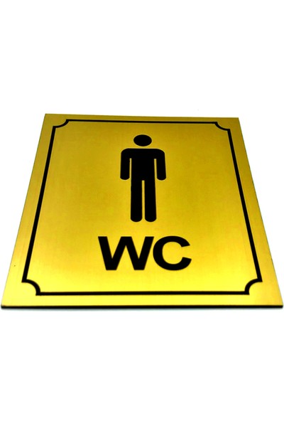 Se-Dizayn Wc Tuvalet Tabelası Bay Altın Renk Yönlendirme Levhası 10CM X12CM