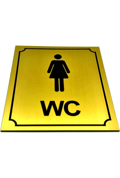 Se-Dizayn Wc Tuvalet Tabelası Bayan Altın Yönlendirme Levhası 10 cm x 12 cm