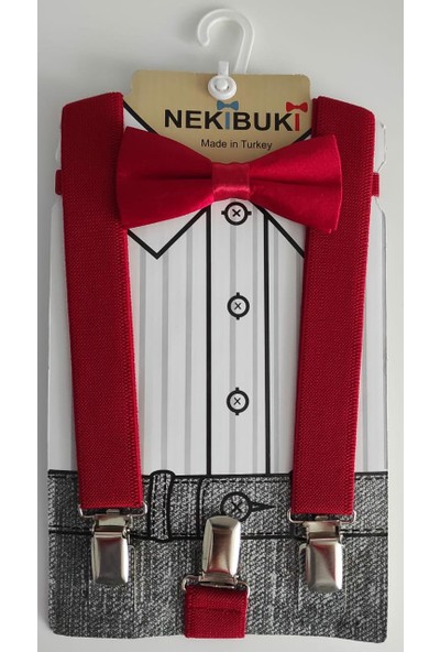 Nekibuki Erkek Çocuk Pantolon Askısı ve Papyon Takımı