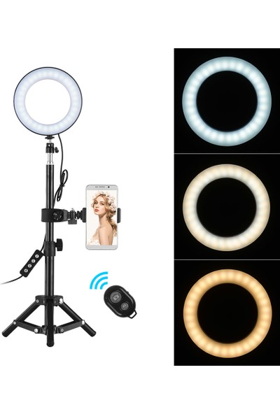 Auvc 6" Masaüstü Taşınabilir Selfie LED Halka Işık 3000-6000K (Yurt Dışından)