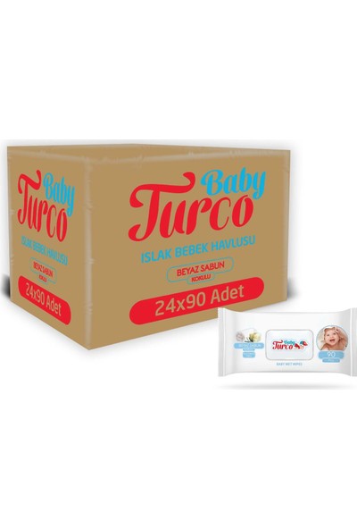 Baby Turco Beyaz Sabun Kokulu Islak Havlu 24 x 90'lı