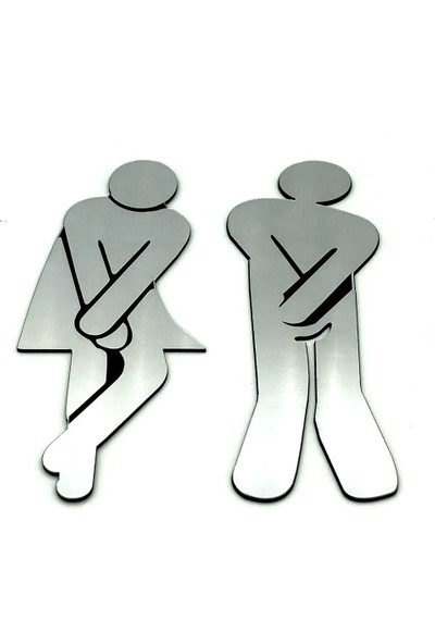 Se-Dizayn Wc Tuvalet Işareti Bayan ve Bay Komik Takım ( 2'li )