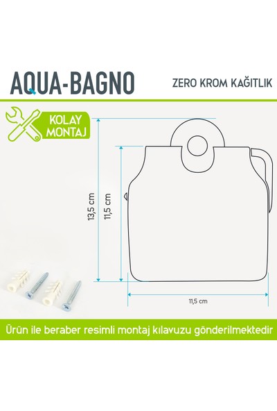 Aqua Bagno Zero Tuvalet Kağıtlığı - Krom
