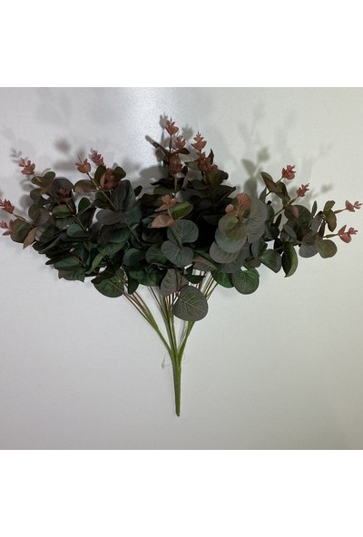 Yapay Çiçeğim Okaliptus Yaprak Demeti Kahverengi