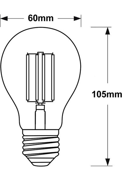Heka ERD37 A60 Standart Tip Edison Flamanlı Rustik LED Ampul 6 Watt