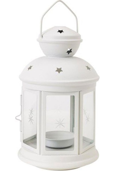 Rotera Tealight Mum Feneri Askılı Mumluk Dekoratif Fener 21 cm Beyaz