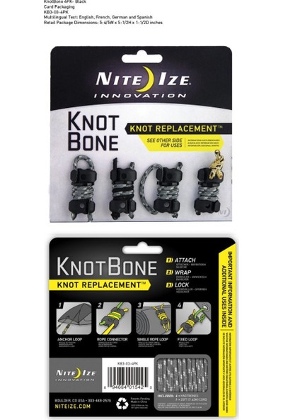 Nite-Ize Knotbone No3 4pack With Cord